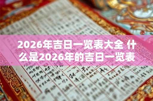 2026年吉日一览表大全 什么是2026年的吉日一览表