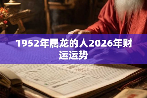 1952年属龙的人2026年财运运势 1952年属龙的人2026年财运运势