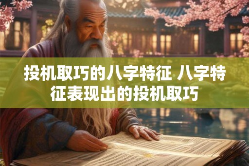 投机取巧的八字特征 八字特征表现出的投机取巧