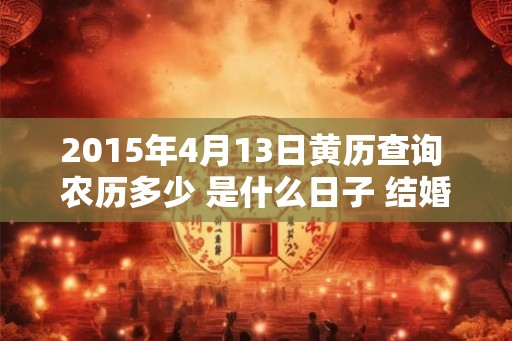 2015年4月13日黄历查询 农历多少 是什么日子 结婚吉时 2015年4月13日黄历查询 农历多少 是什么日子 结婚吉时