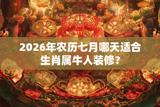 2026年农历七月哪天适合生肖属牛人装修？