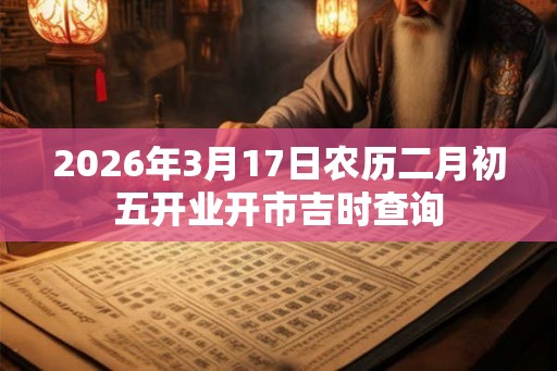 2026年3月17日农历二月初五开业开市吉时查询
