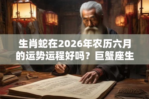 生肖蛇在2026年农历六月的运势运程好吗？巨蟹座生肖蛇的性格