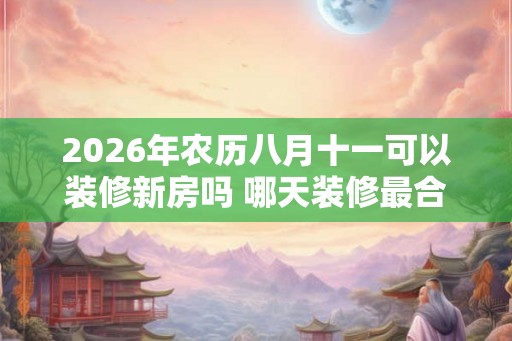 2026年农历八月十一可以装修新房吗 哪天装修最合适 2026年农历八月十一可以装修新房吗 哪天装修最合适