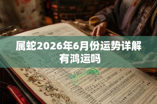 属蛇2026年6月份运势详解 有鸿运吗