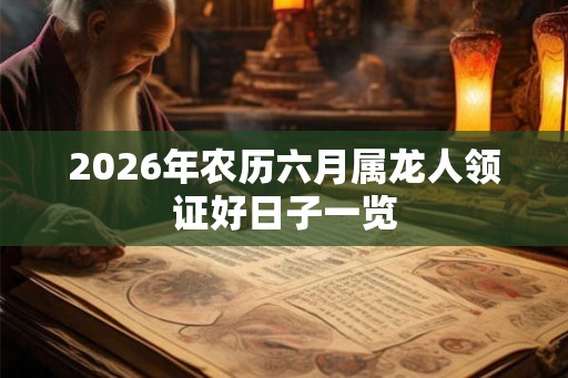 2026年农历六月属龙人领证好日子一览