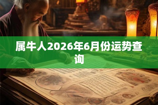 属牛人2026年6月份运势查询