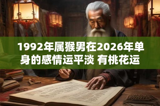 1992年属猴男在2026年单身的感情运平淡 有桃花运程稍有波动