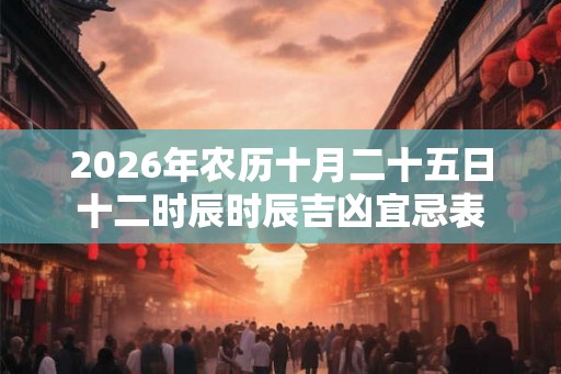 2026年农历十月二十五日十二时辰时辰吉凶宜忌表