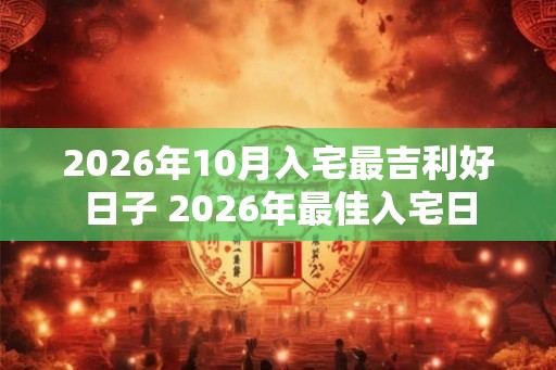 2026年10月入宅最吉利好日子 2026年最佳入宅日