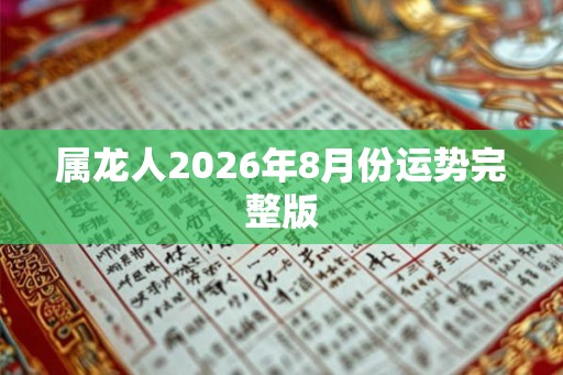 属龙人2026年8月份运势完整版