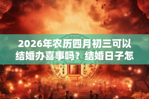2026年农历四月初三可以结婚办喜事吗？结婚日子怎么选？