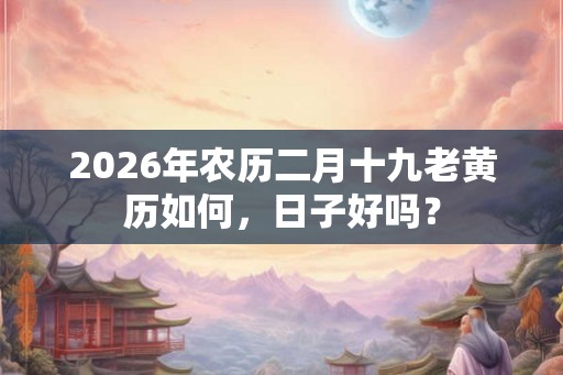 2026年农历二月十九老黄历如何，日子好吗？