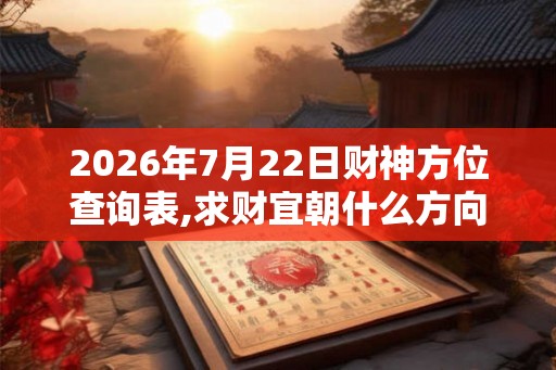 2026年7月22日财神方位查询表,求财宜朝什么方向 2026年7月22日财神方位查询表,求财宜朝什么方向