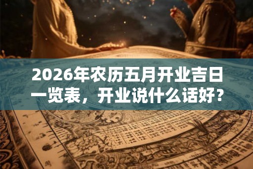 2026年农历五月开业吉日一览表，开业说什么话好？