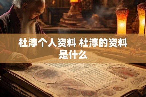 杜淳个人资料 杜淳的资料是什么