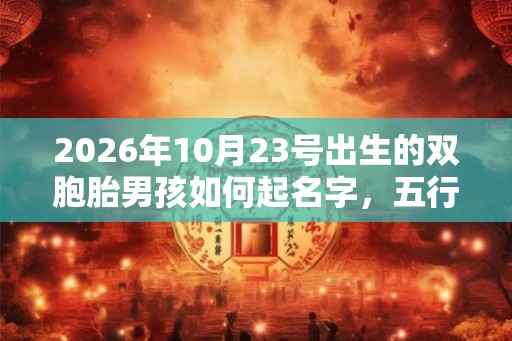 2026年10月23号出生的双胞胎男孩如何起名字，五行属什么