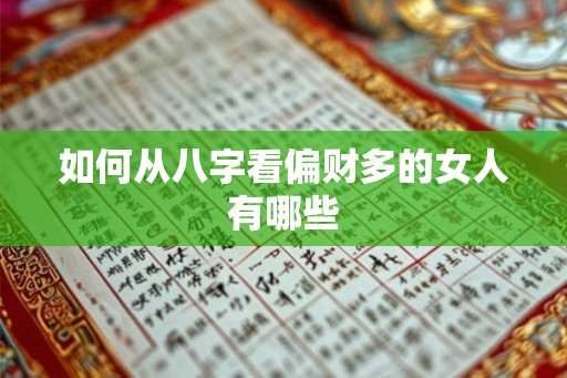 如何从八字看偏财多的女人有哪些 如何从八字看偏财多的女人有哪些