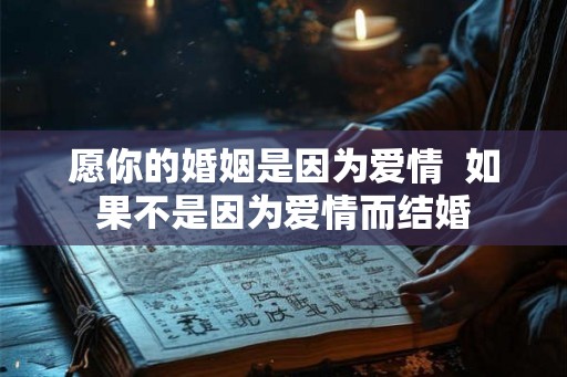 愿你的婚姻是因为爱情  如果不是因为爱情而结婚