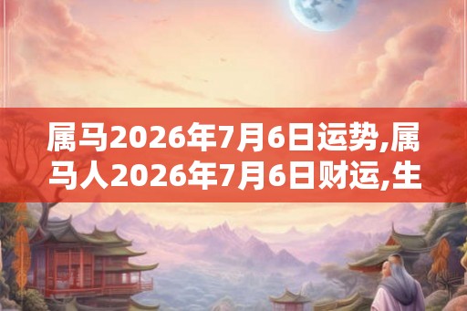 属马2026年7月6日运势,属马人2026年7月6日财运,生肖马2026年7月6日运势