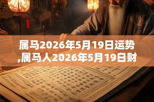 属马2026年5月19日运势,属马人2026年5月19日财运,生肖马2026年5月19日运势