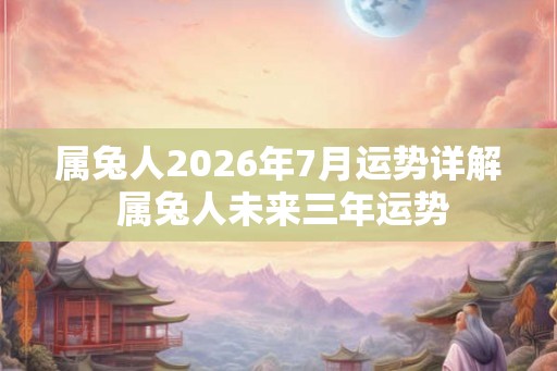 属兔人2026年7月运势详解 属兔人未来三年运势
