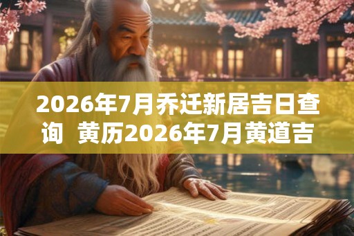 2026年7月乔迁新居吉日查询 黄历2026年7月黄道吉日查询 2026年7月乔迁新居吉日查询 黄历2026年7月黄道吉日查询