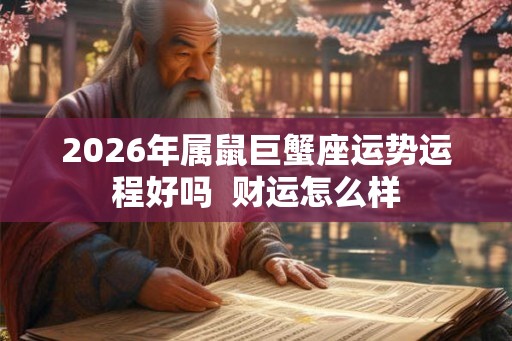 2026年属鼠巨蟹座运势运程好吗  财运怎么样