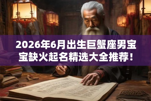 2026年6月出生巨蟹座男宝宝缺火起名精选大全推荐！
