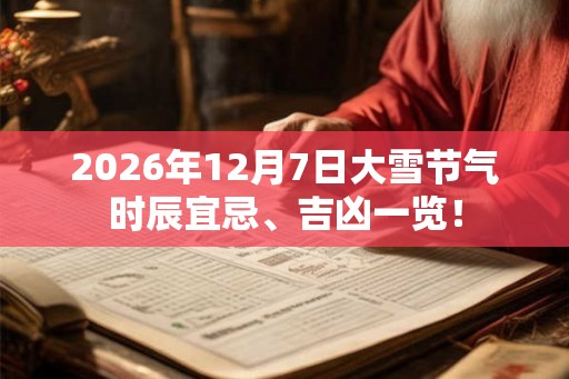 2026年12月7日大雪节气时辰宜忌、吉凶一览！