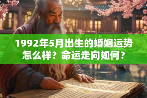 1992年5月出生的婚姻运势怎么样?命运走向如何? 1992年5月出生的婚姻运势怎么样?命运走向如何?