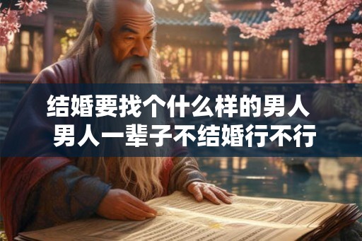 结婚要找个什么样的男人  男人一辈子不结婚行不行