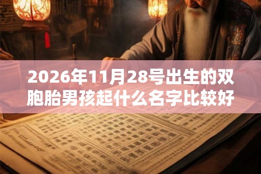 2026年11月28号出生的双胞胎男孩起什么名字比较好，五行属什么