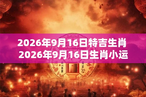 2026年9月16日特吉生肖 2026年9月16日生肖小运播报