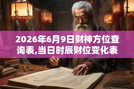 2026年6月9日财神方位查询表,当日时辰财位变化表