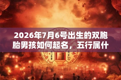 2026年7月6号出生的双胞胎男孩如何起名，五行属什么