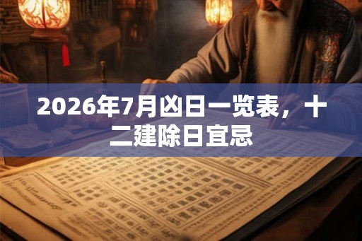 2026年7月凶日一览表，十二建除日宜忌