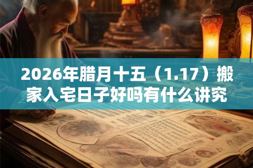 2026年腊月十五(1.17)搬家入宅日子好吗有什么讲究 2026年腊月十五(1.17)搬家入宅日子好吗有什么讲究