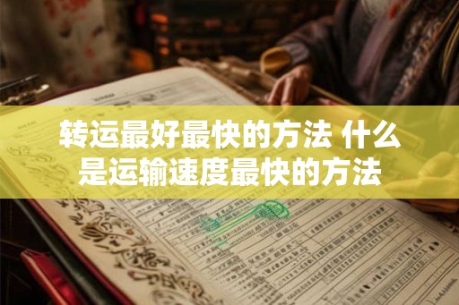 转运最好最快的方法 什么是运输速度最快的方法