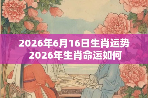 2026年6月16日生肖运势 2026年生肖命运如何