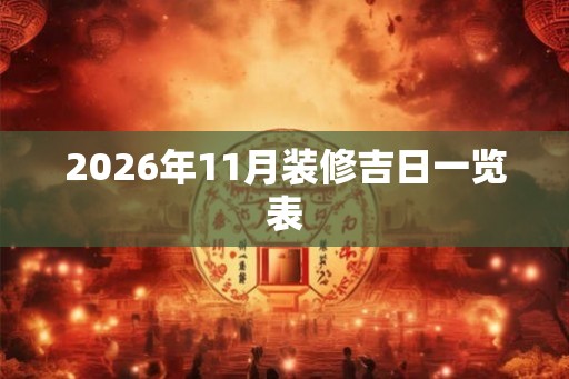 2026年11月装修吉日一览表