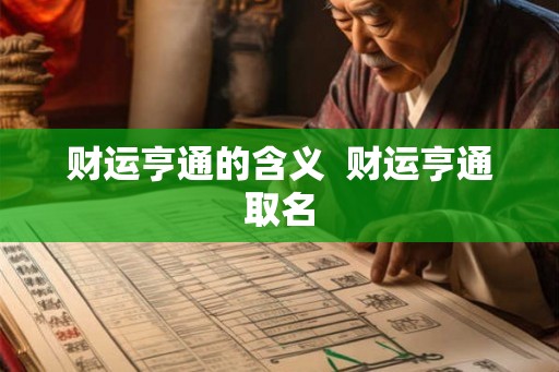 财运亨通的含义  财运亨通取名