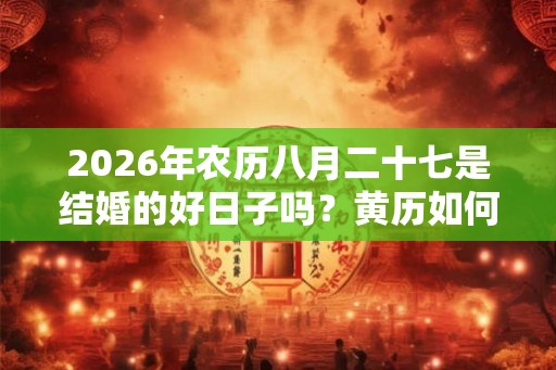2026年农历八月二十七是结婚的好日子吗?黄历如何? 2026年农历八月二十七是结婚的好日子吗?黄历如何?