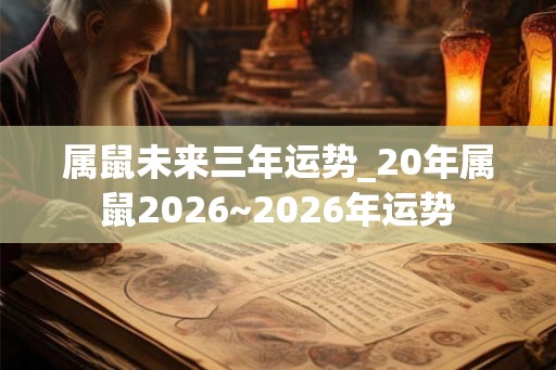 属鼠未来三年运势_20年属鼠2026~2026年运势