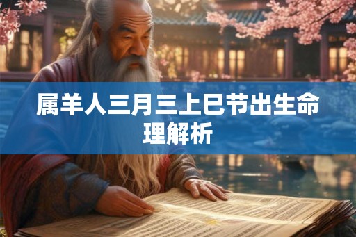 属羊人三月三上巳节出生命理解析