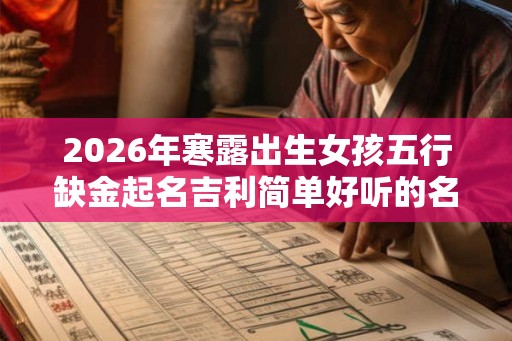 2026年寒露出生女孩五行缺金起名吉利简单好听的名字