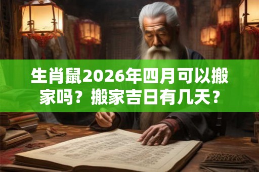生肖鼠2026年四月可以搬家吗？搬家吉日有几天？