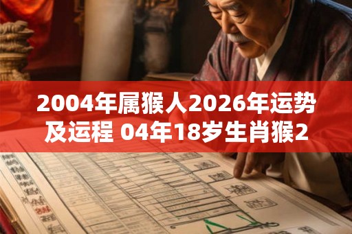 2004年属猴人2026年运势及运程 04年18岁生肖猴2026年每月运势