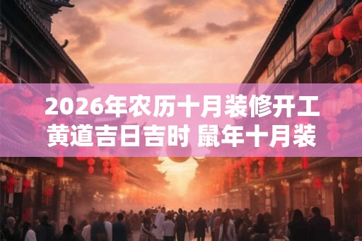 2026年农历十月装修开工黄道吉日吉时 鼠年十月装修好日子
