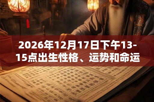 2026年12月17日下午13-15点出生性格、运势和命运